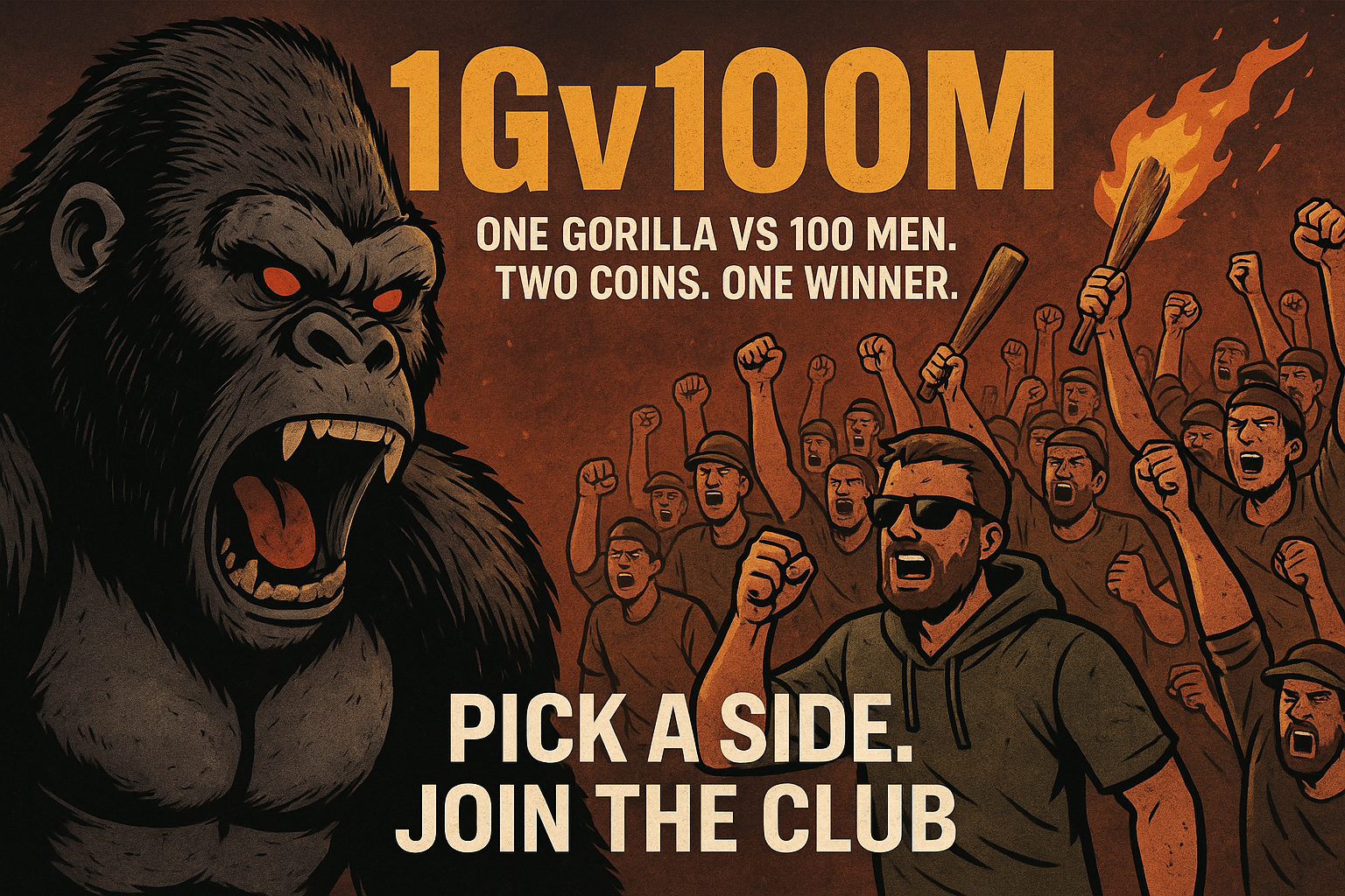 One Gorilla vs 100 Men Comparison
