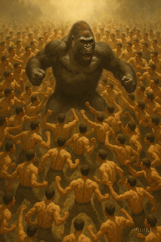 Gorilla vs 100 Men GIF 1