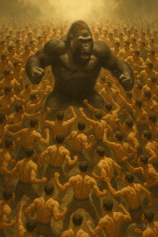 Gorilla vs 100 Men GIF 2